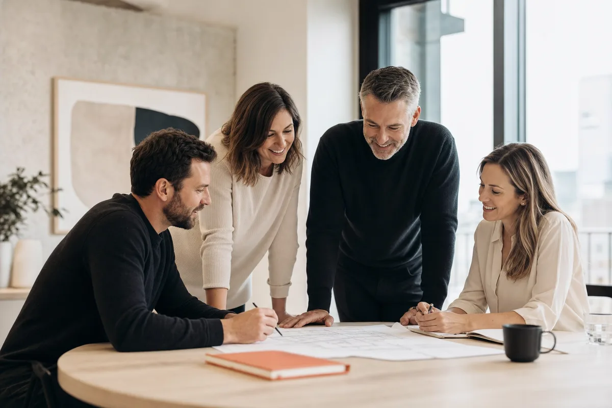 L'équipe CB Telecom réunie autour d'une table, comparant des offres télécom